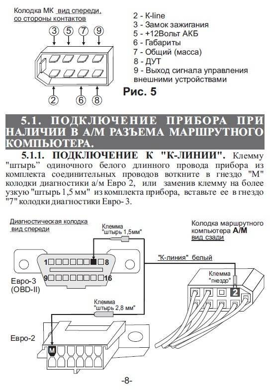 Схема подключения бортового компьютера ваз 2115