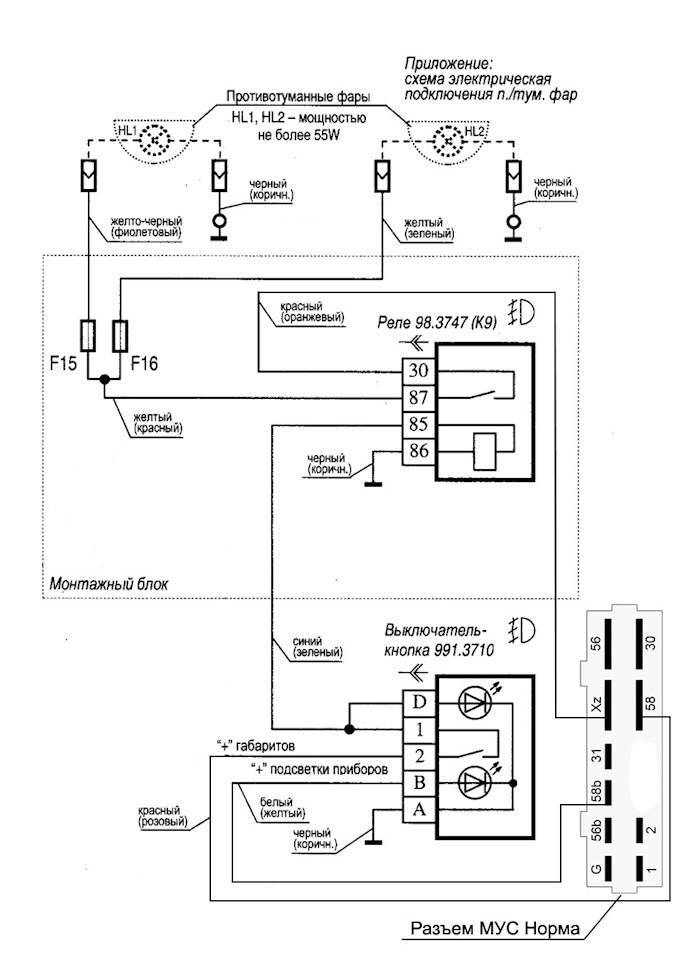 Схема подключения противотуманных фар лада гранта седан