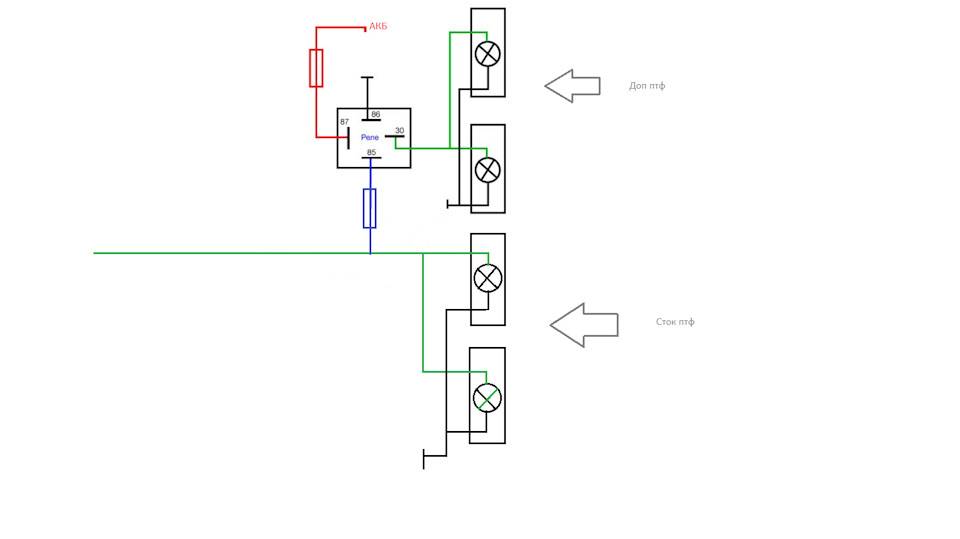 Схема подключения реле 12 вольт 4 контакта на противотуманную фару