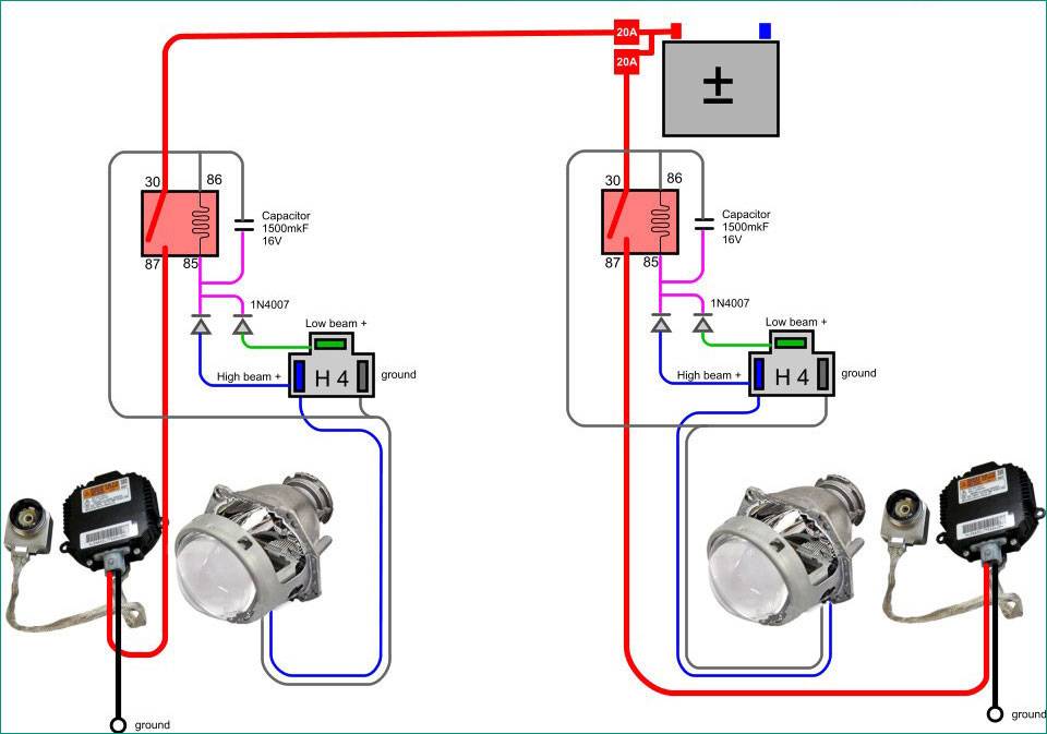 Биксенон схема подключения