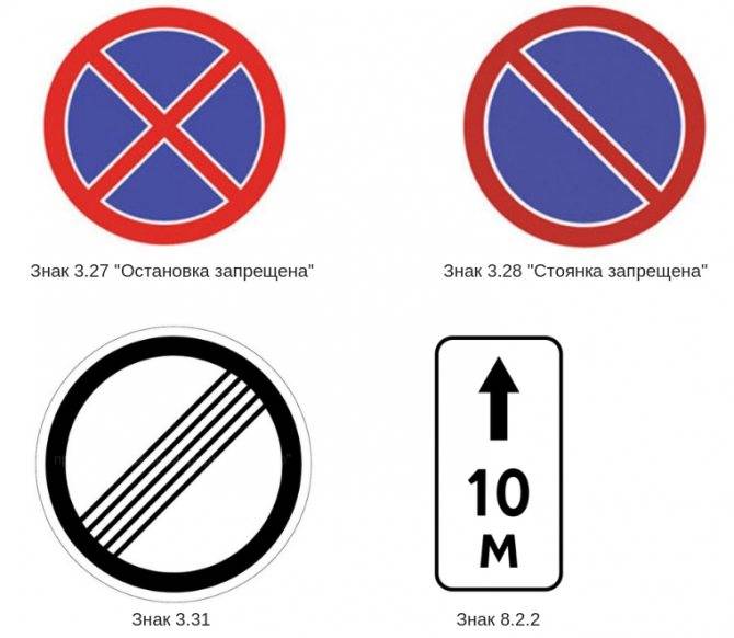 Знаки "остановка запрещена" и "стоянка запрещена" 2021