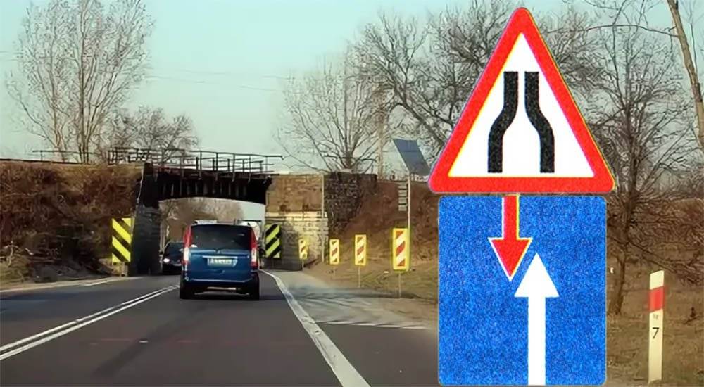 Знак сужение дороги – что обозначает и как действовать