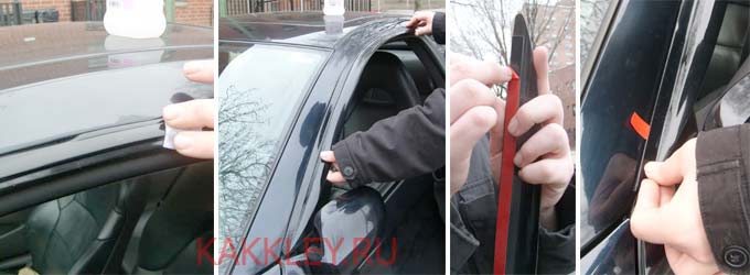 Как установить дефлекторы с клипсами на окна автомобиля видео