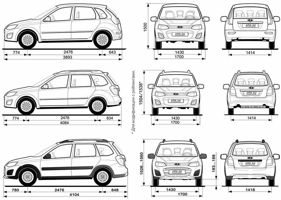 Лада калина: габариты разных модификаций автомобиля1ladakalina.ru
