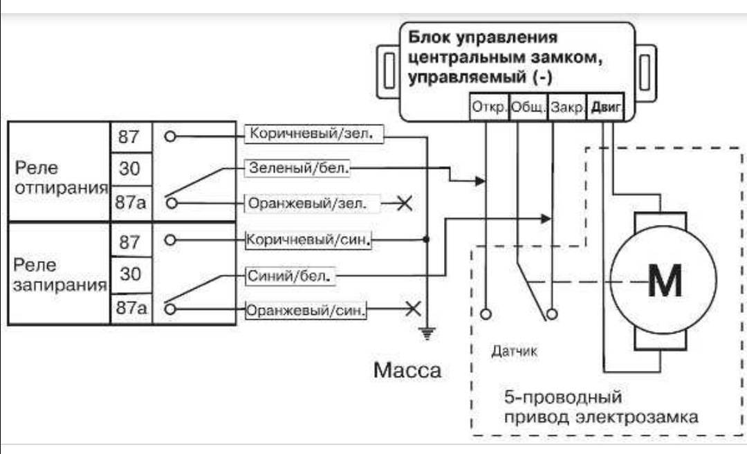 Схема подключения центрального замка